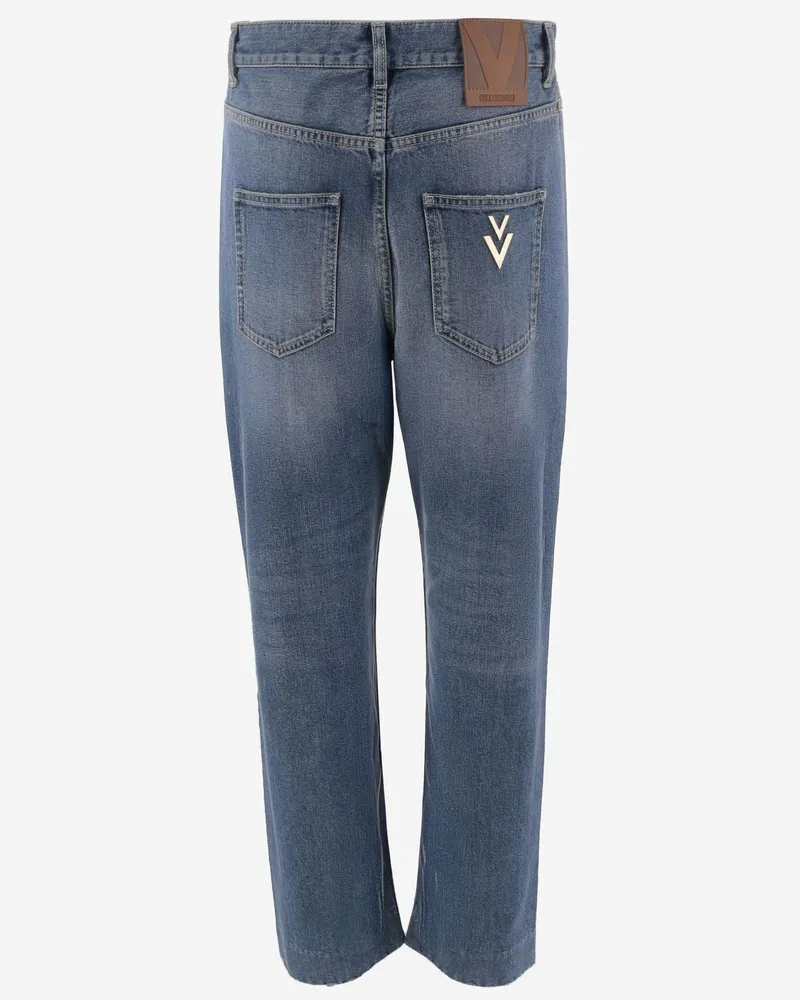 Valentino Garavani Women's Jeans Cotton Denim Trousers Blue
