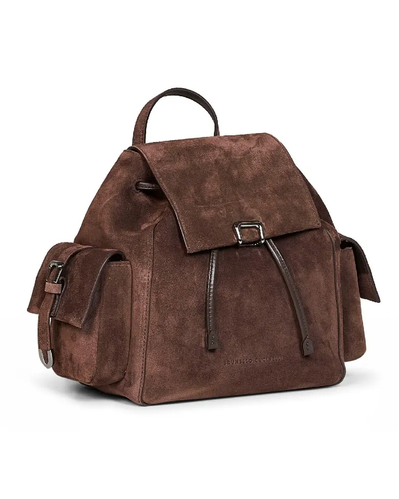 Brunello Cucinelli Women's Backpack Sartorial Espresso Brown Calf Leather Backpacks Brown