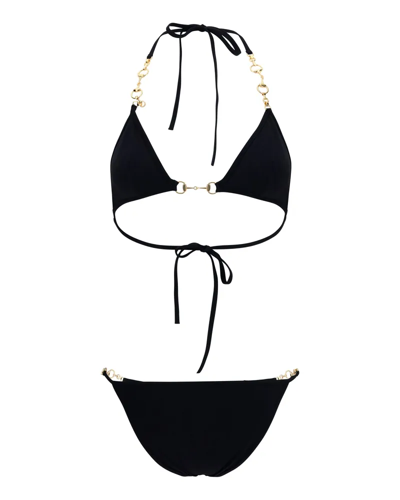 Gucci Women's Stretch Jersey Bikini With Horsebit Black Polyamide; Elastane Swimwear Sea Clothing Black
