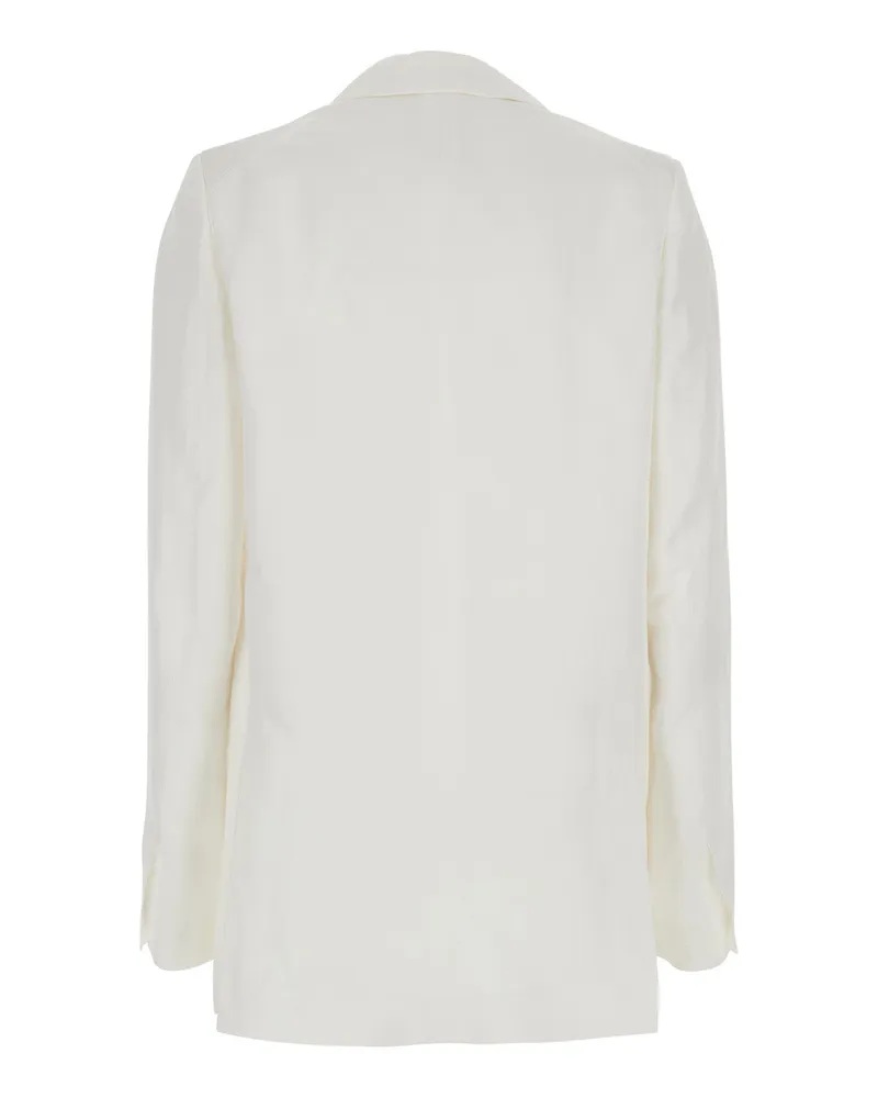 Semicouture Women's Blazer Viscose-Linen White Blazers Jacket White