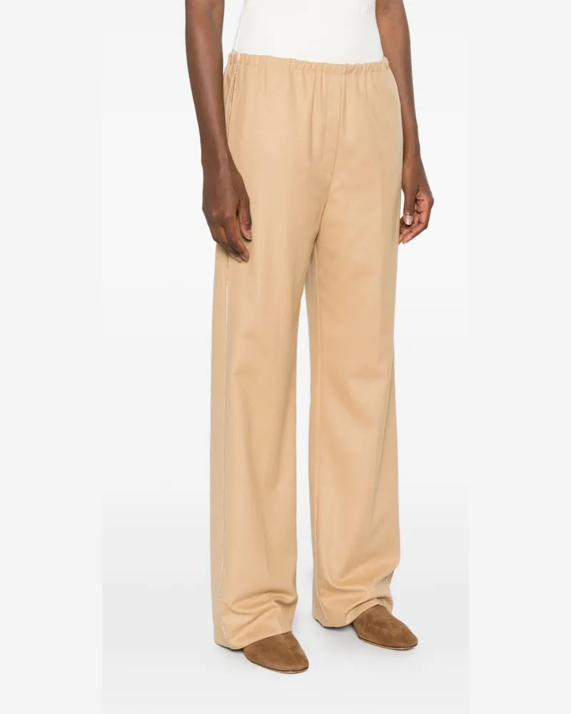 forte_forte Wide-Leg Wool Trousers — Beige Beige