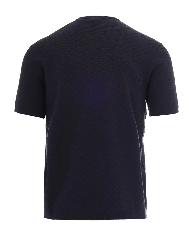 Emporio Armani Men's Patterned Knit Top Dark Navy Viscose T-Shirts And Polos Navy