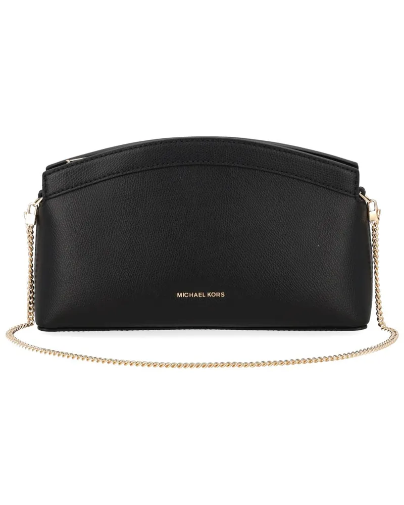 Michael Kors Women's Clutch Athena Black Leather Cow Shoulder Bags Black