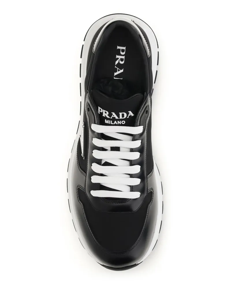 Prada Men's Sneakers Prax 01 Black Upper: Recycled Polyamide Lace-Up Shoes Flat Black