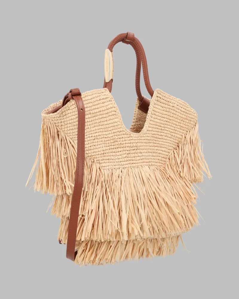 Zimmermann Women's Tote Bag Goldentime Beige Raffia Handbags Hand Beige