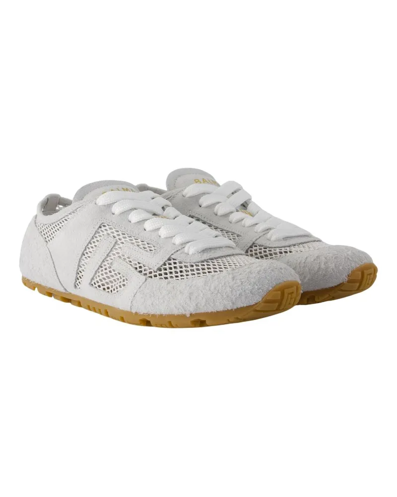 Balmain Women's Racer 45 Sneakers -  Leather White Calfskin Shoes White