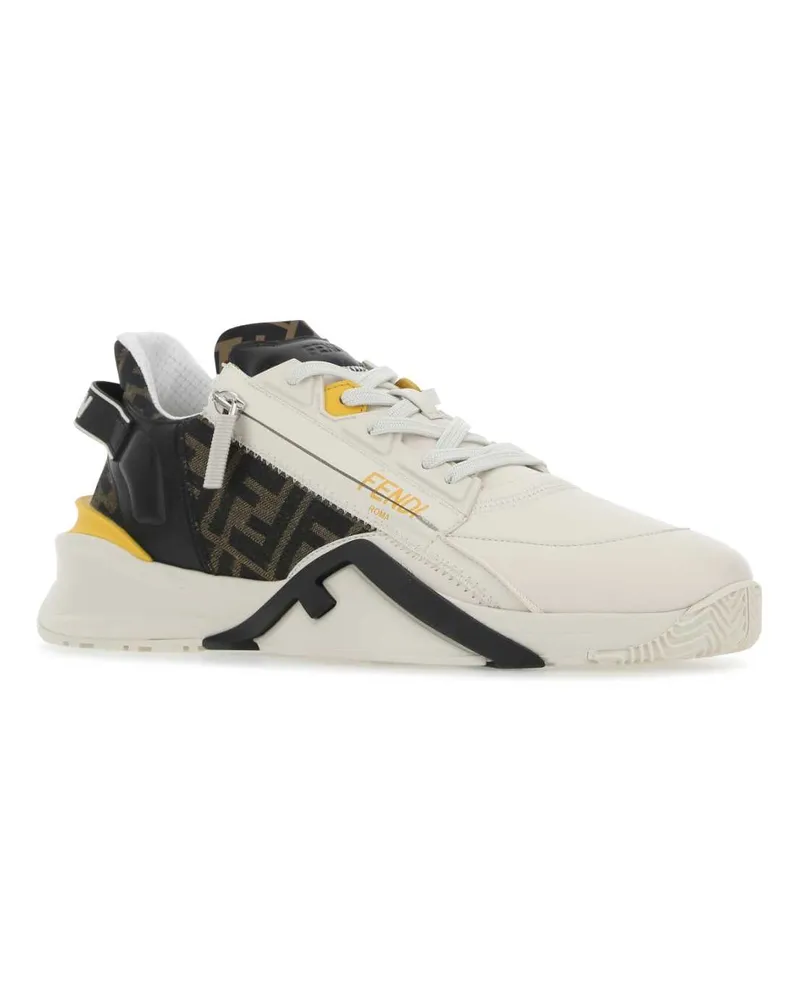 Fendi Men's Multicolor Leather And Fabric Flow Sneakers F1hgr Vit+pa Multicolor