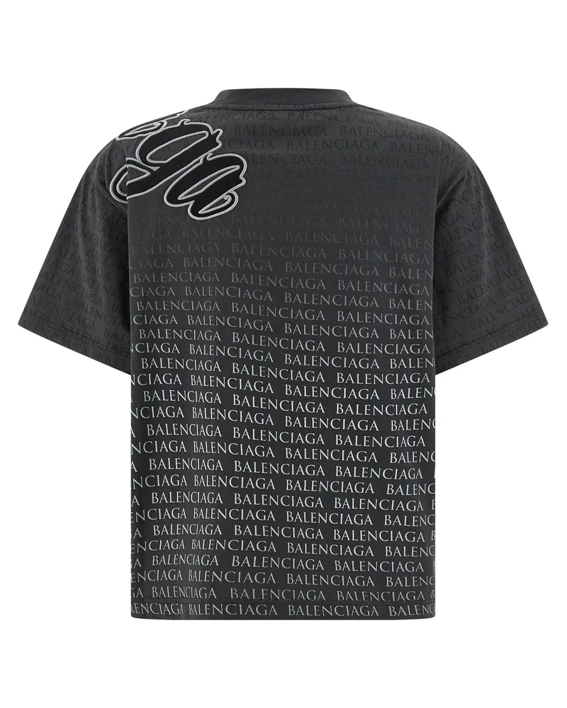 Balenciaga Logo-Embroidered T-shirt — Black Black