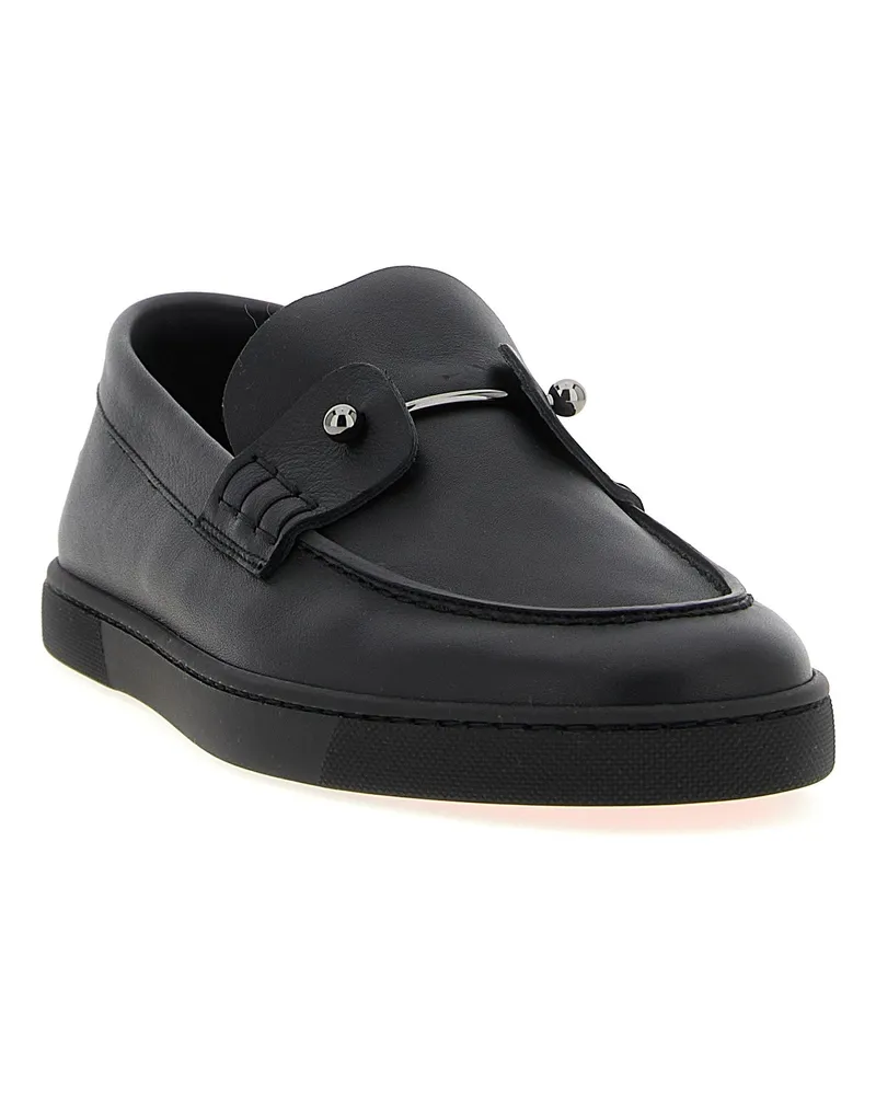 Christian Louboutin Men's Black Calfskin Slip-On Loafers Black