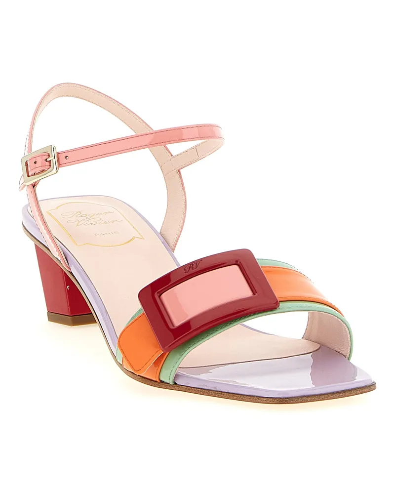 Roger Vivier Women's Multicolor Calfskin Stiletto Heel Sandals Multicolor