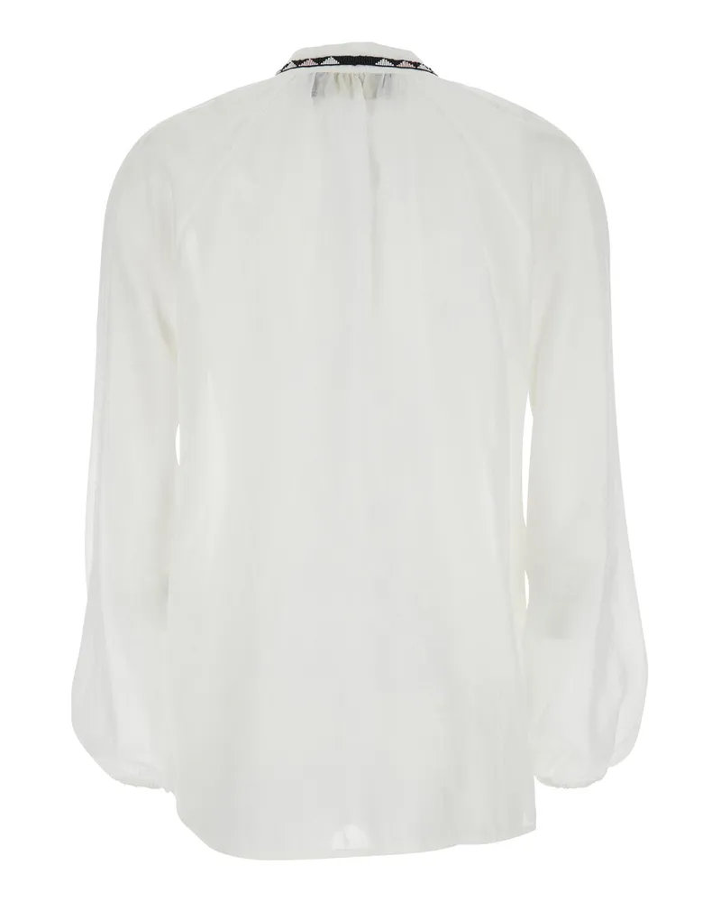Bazar Deluxe Women's Shirt V-Neck White Glass Blouses White