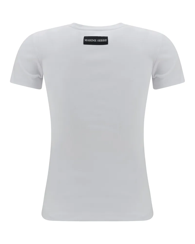Marine Serre Embroidered Logo Cotton T-Shirt — White White