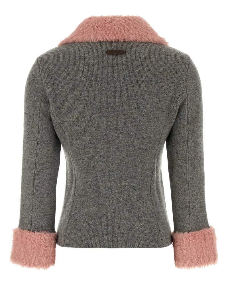 Moschino Women's Melange Grey Wool Blend Cardigan Grigio Maglieria Sweater Gray