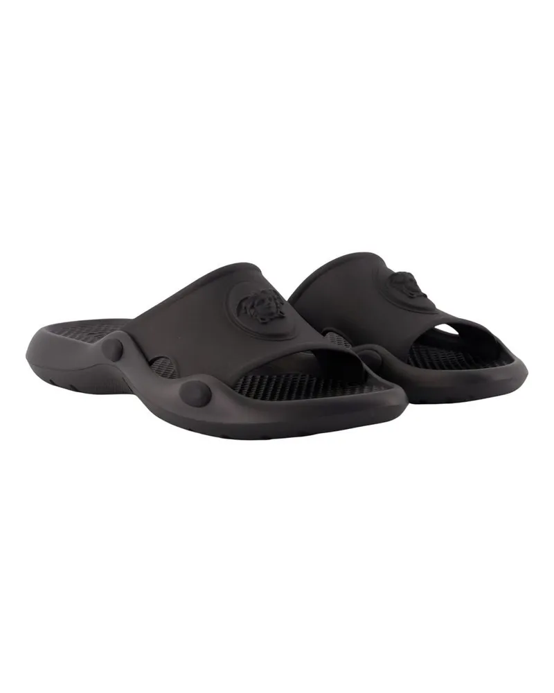 Versace Men's Sandals -  Synthetic Black Plastic Shoes Black