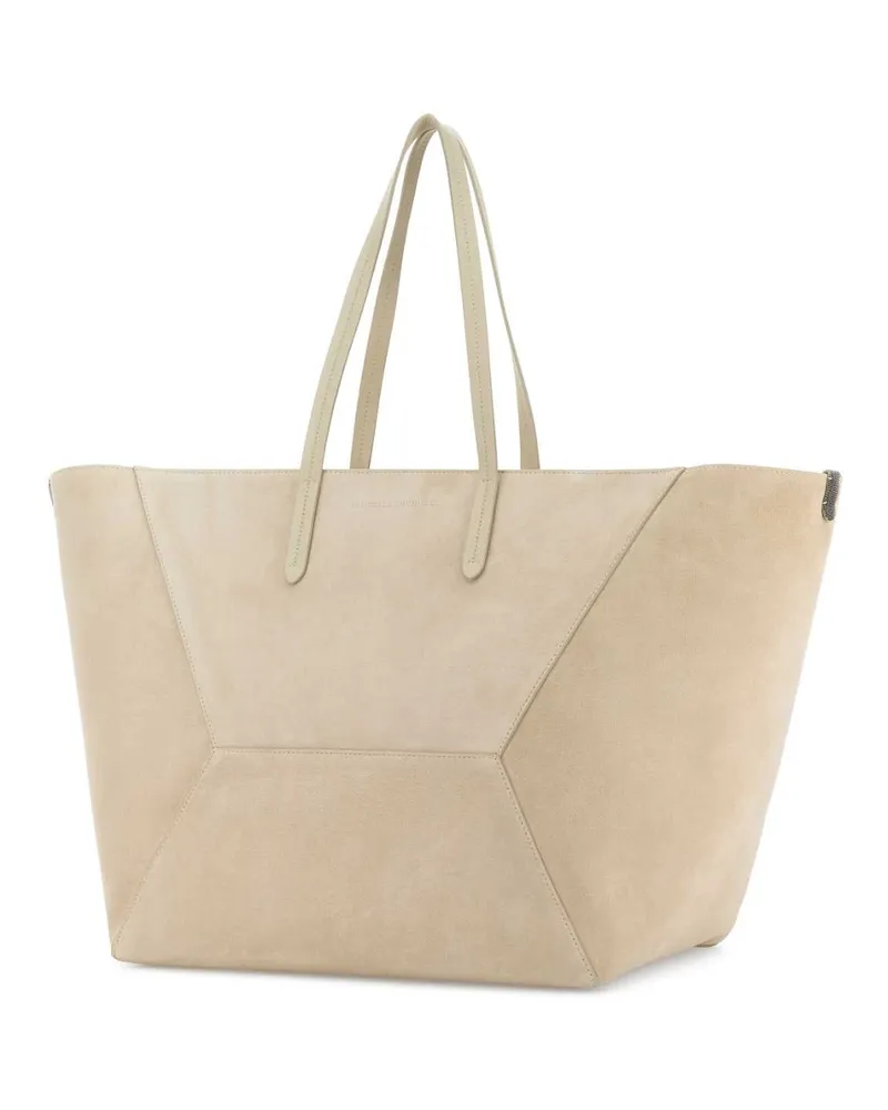 Brunello Cucinelli Women's Suede Shopping Tote Beige Beige