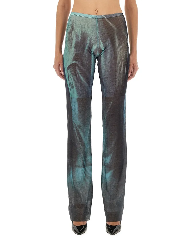 Jean Paul Gaultier Mesh Polyamide Trousers — Blue Blue