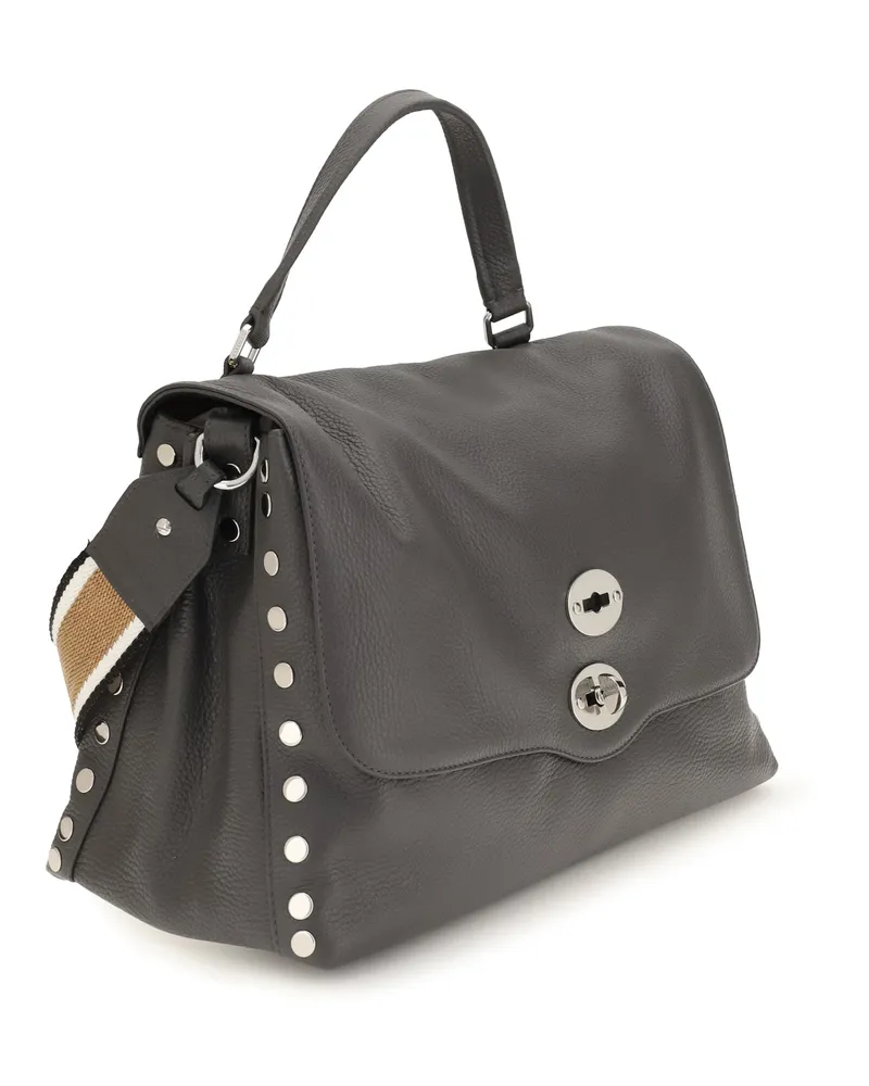 Zanellato Women's Handbag Medium Postina Daily Grey Vulcano Calf Leather Handbags Hand Bags Gray