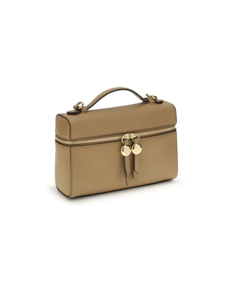Tory Burch Women's Beige Calf Leather Bos Taurus Handbag Bag Beige