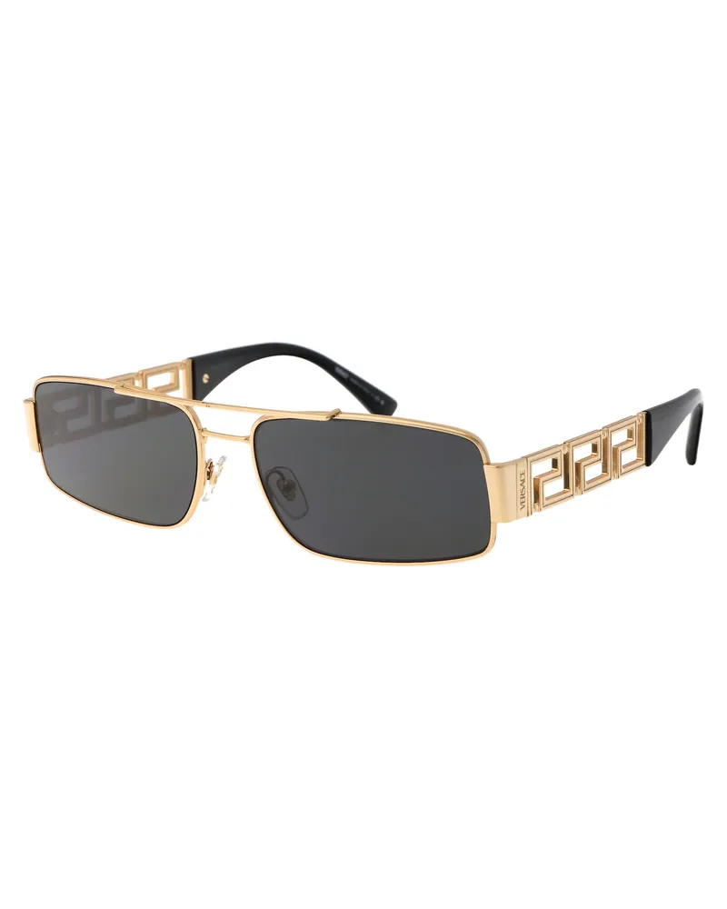 Versace 0VE2257 Gold Metal Rectangular Sunglasses — Gold Gold