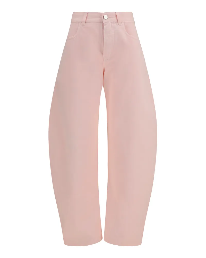 Alaïa Women's Jeans Barrel Pale Rose Cotton Pink
