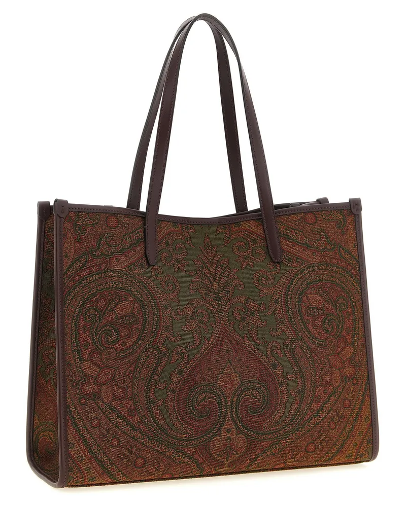 Etro Paisley Jacquard Canvas Tote Bag — Green Green
