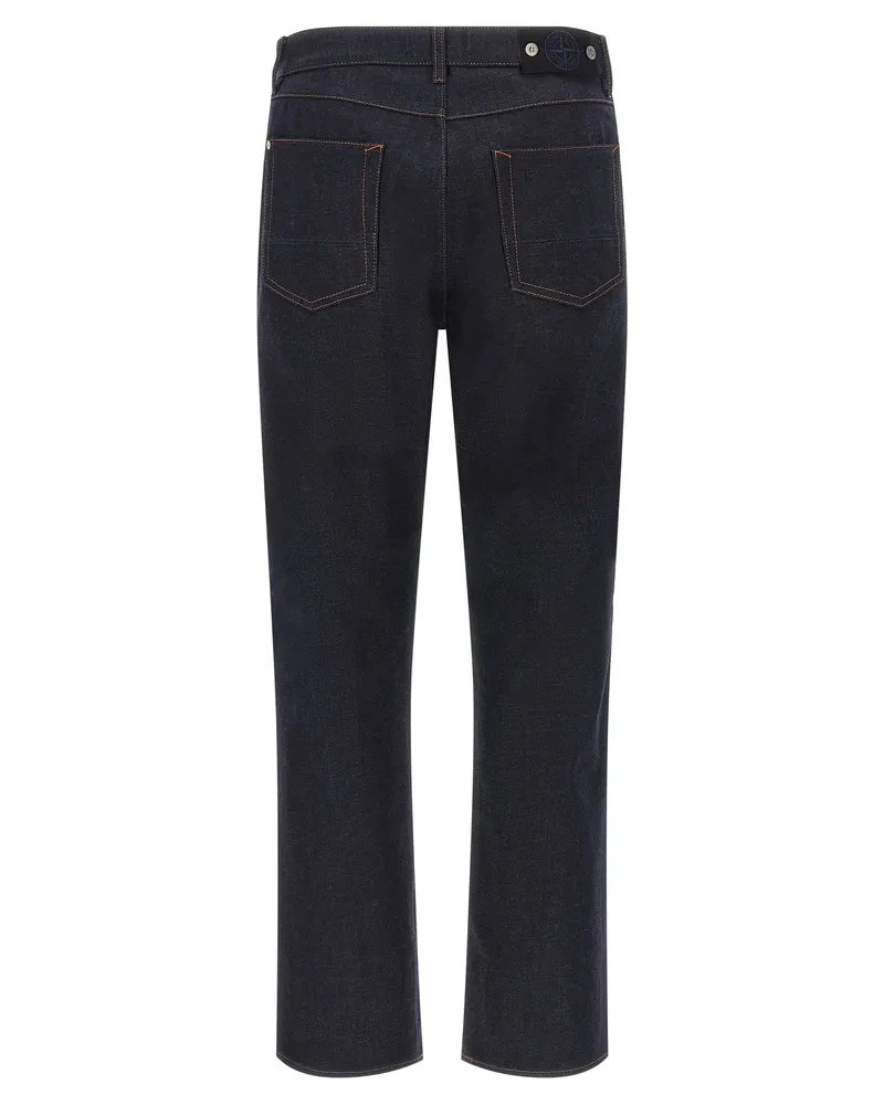 Stone Island Men's Blue Cotton Straight-Leg Jeans Clothing Blue