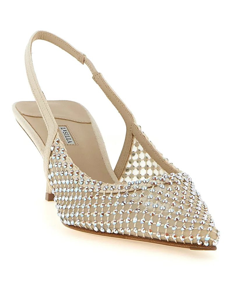Le Silla Women's Gilda Slingback Heel Beige Polyester Polyamide Cotton Beige