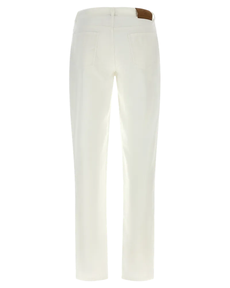 Brunello Cucinelli Garment-Dyed Cotton Corduroy Trousers — White White