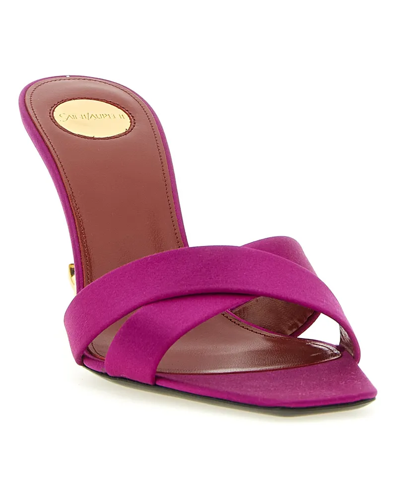 Saint Laurent Women's Opyum Heels Fuchsia Viscose Silk Fuchsia