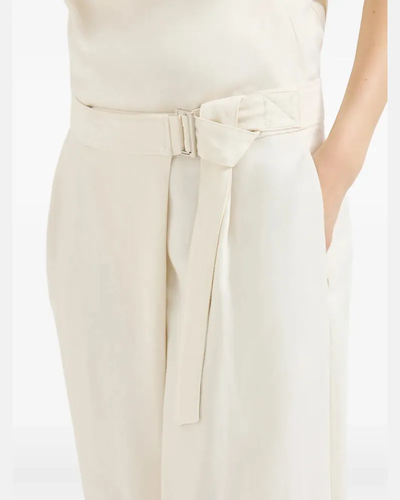 Brunello Cucinelli Women's Adjustable-Belt Trousers Ss26 W Ivory