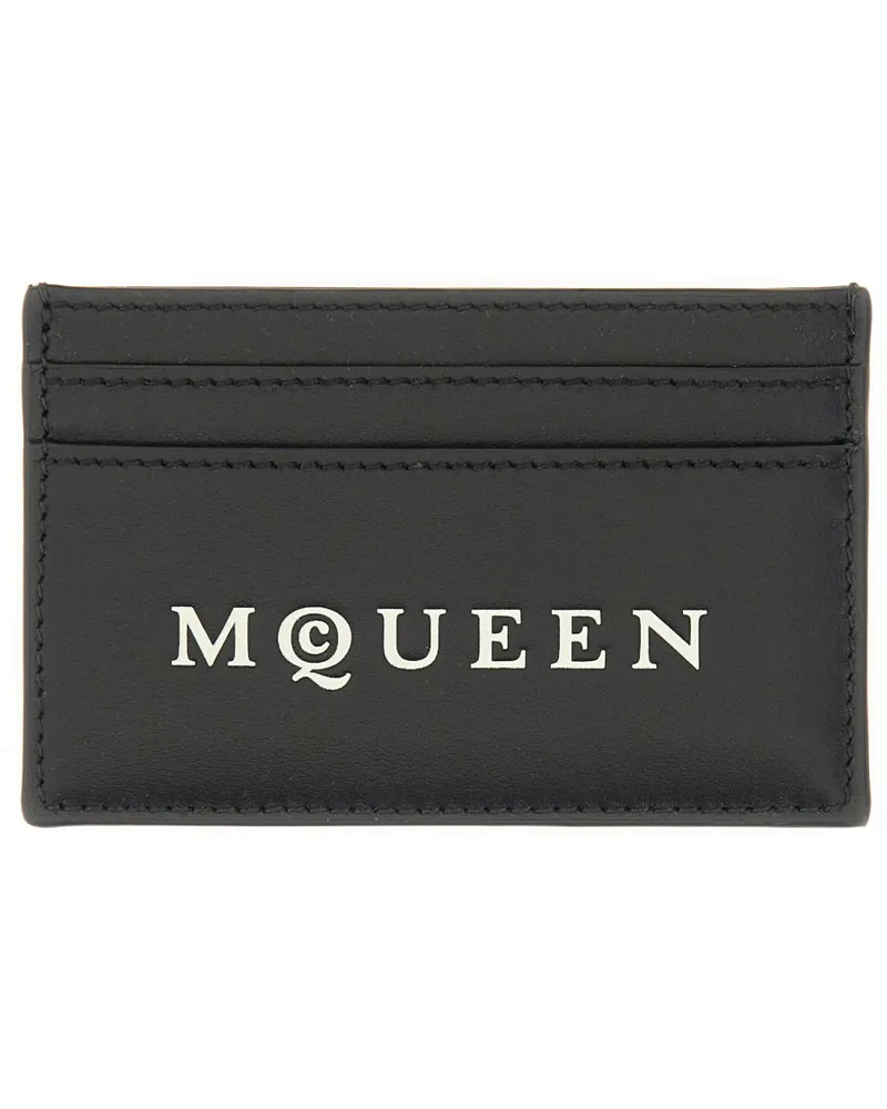 Alexander McQueen Calf Leather Card Case — Black Black