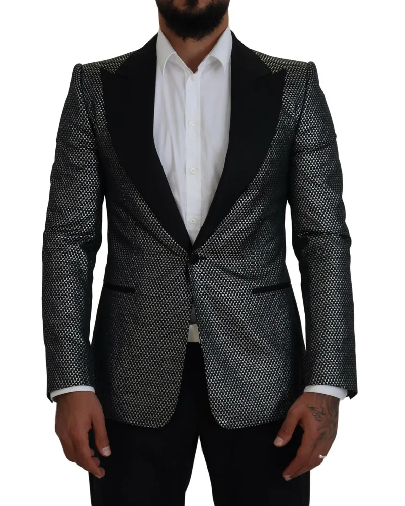 Dolce & Gabbana Jacquard Single-Breasted Blazer — Black Black