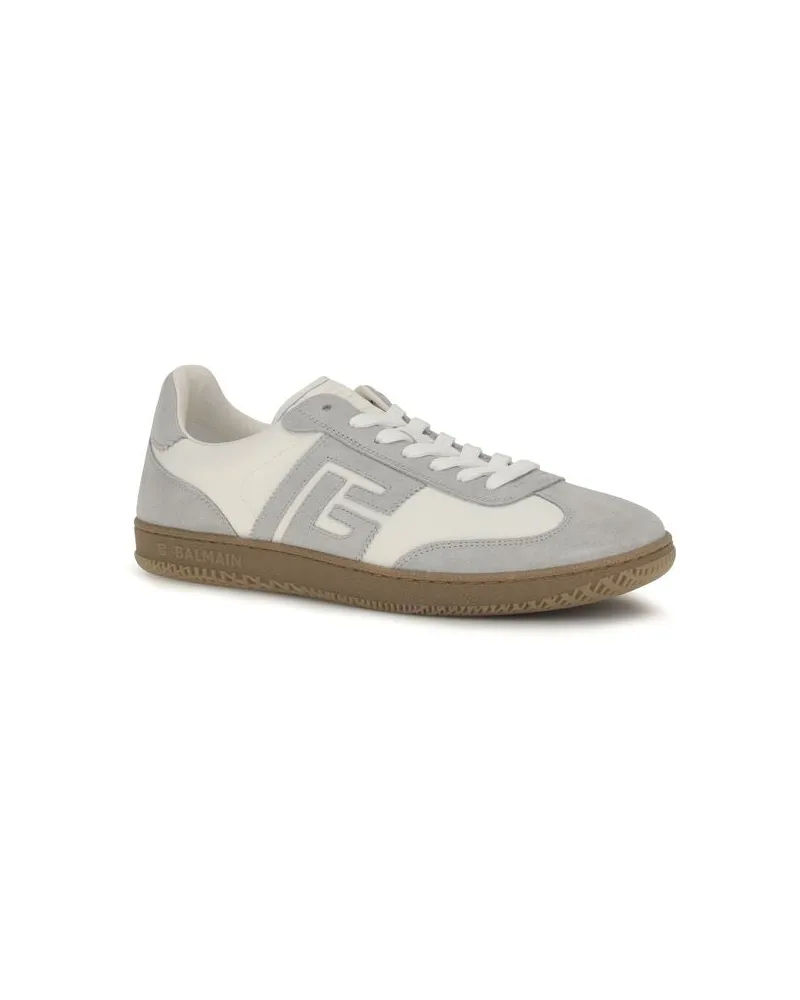 Balmain Men's White Calf Leather Bos Taurus Athletic Sneakers White
