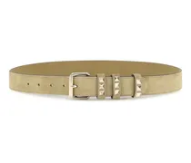 Women's Rockstud Suede Belt Havana Beige E Braces