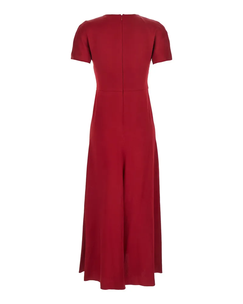 Victoria Beckham Women's Red Midi Dress With Gathered Waist Acetate Red
