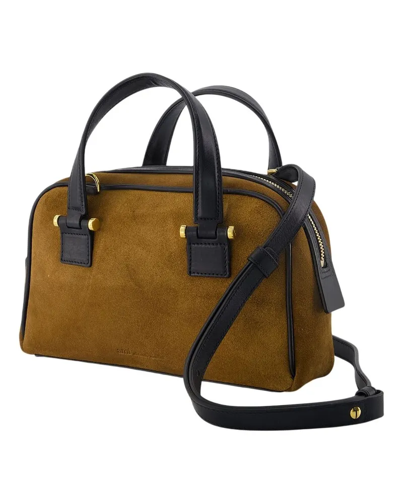 AMI Paris Georges Calfskin Leather Shoulder Bag — Brown Brown