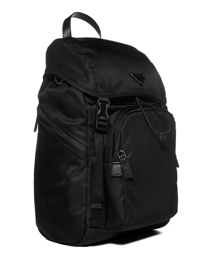 Prada Re-Nylon and Saffiano Leather Backpack — Black Black