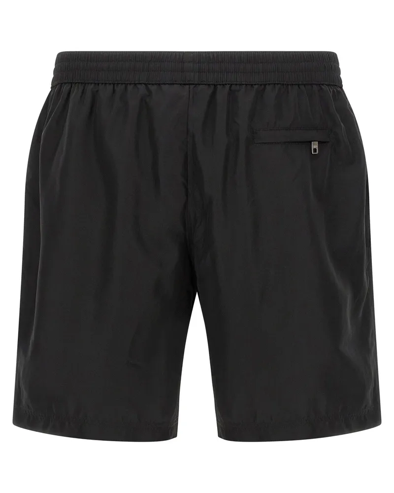 Dolce & Gabbana Logo Plaque Swim Shorts — Black Black