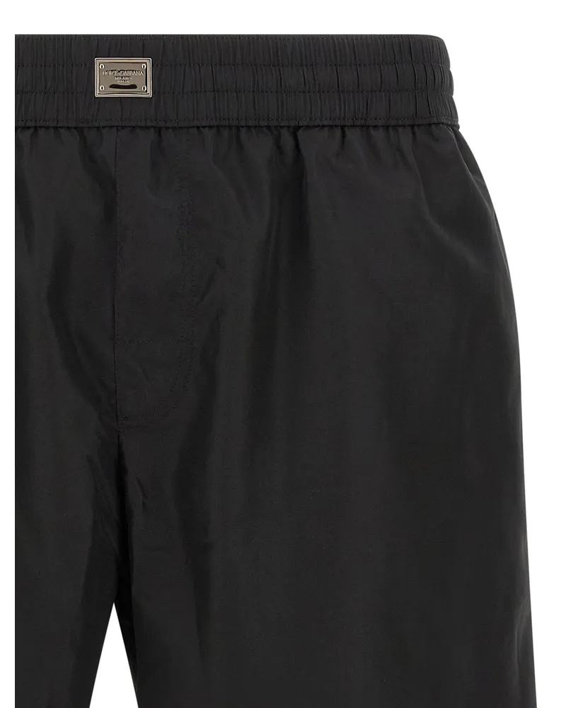 Dolce & Gabbana Logo Plaque Swim Shorts — Black Black