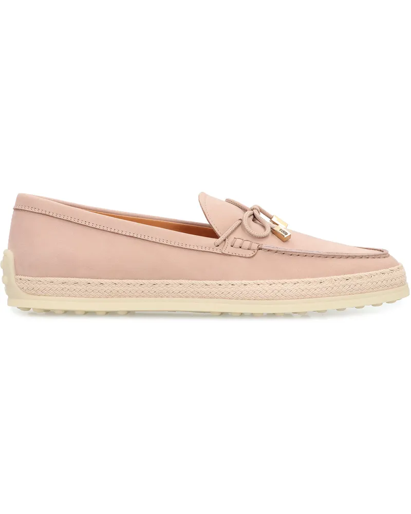 TOD'S Women's Loafers Nubuck Pink Calf Leather Pink