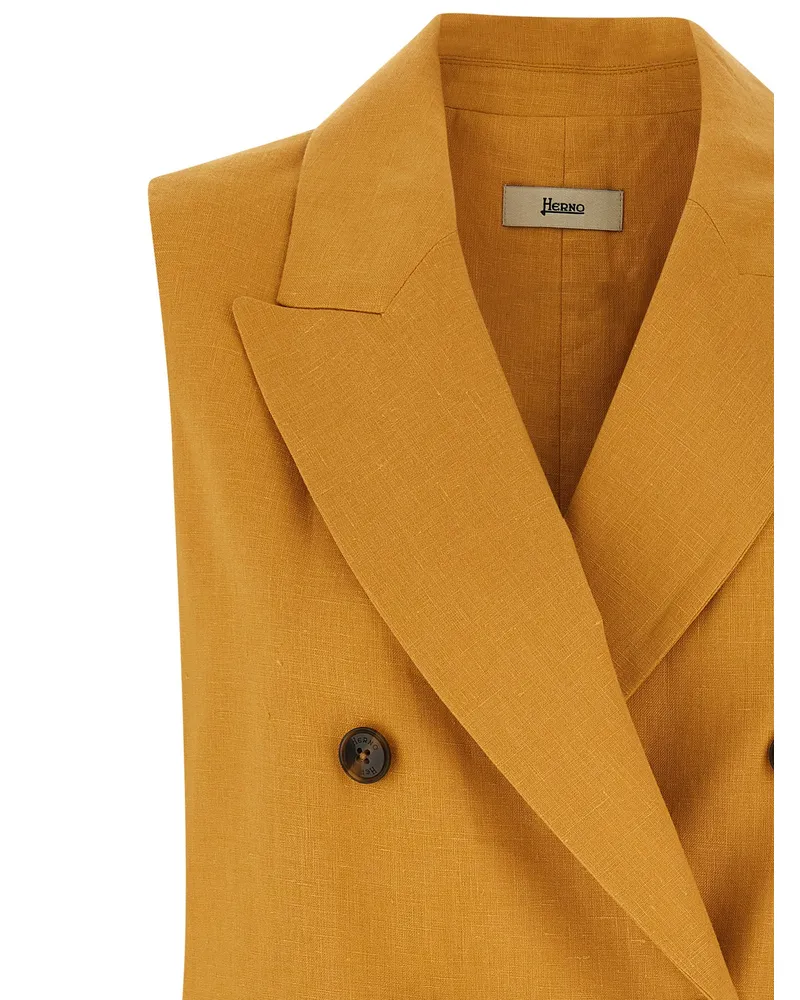 Herno Women's Bicolor Linen Sleeveless Jacket Clothing Yellow