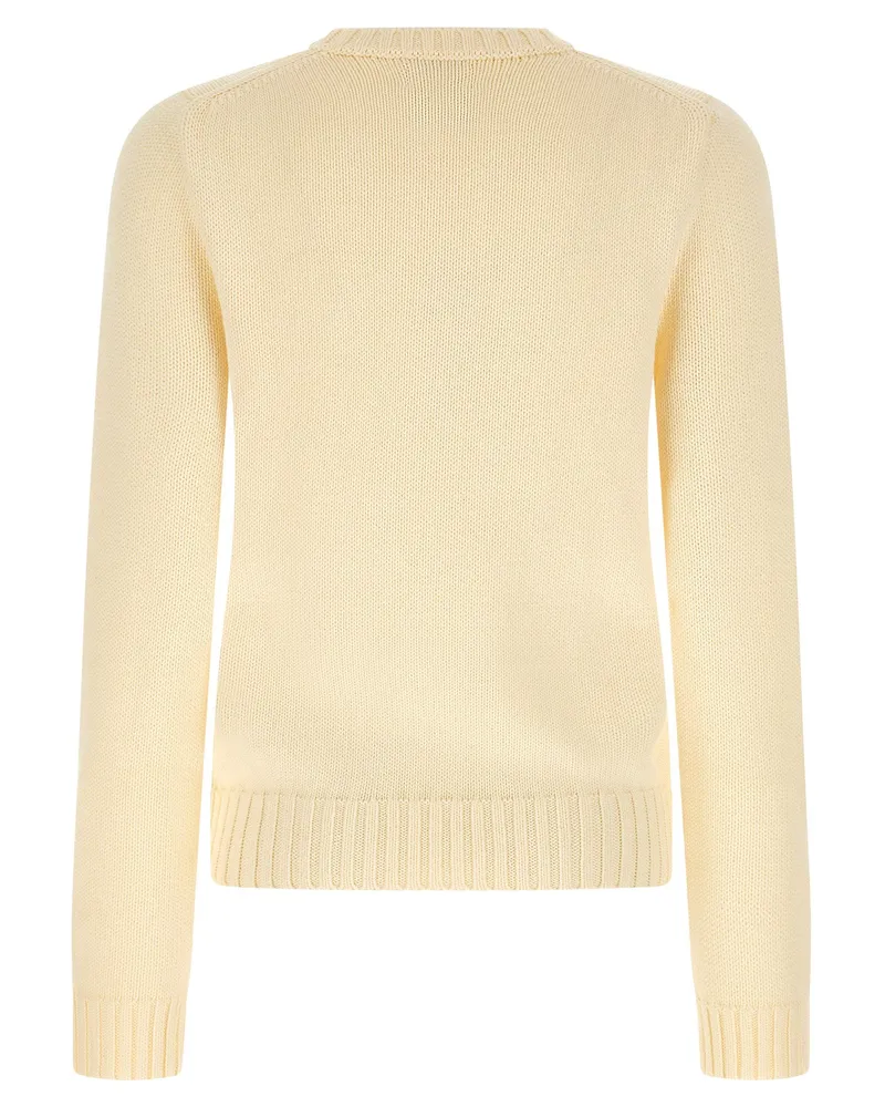 Ralph Lauren Flag-Intarsia Cotton Sweater — Cream Cream