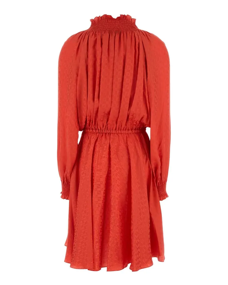 Fendi Women's Coral Silk Mini Dress Bitter-25 Exterior: Abiti Red