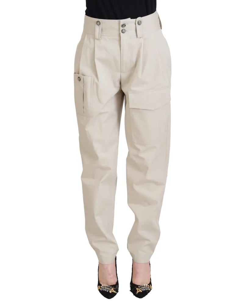 Dolce & Gabbana High-Waist Cotton Cargo Pants — Beige Beige