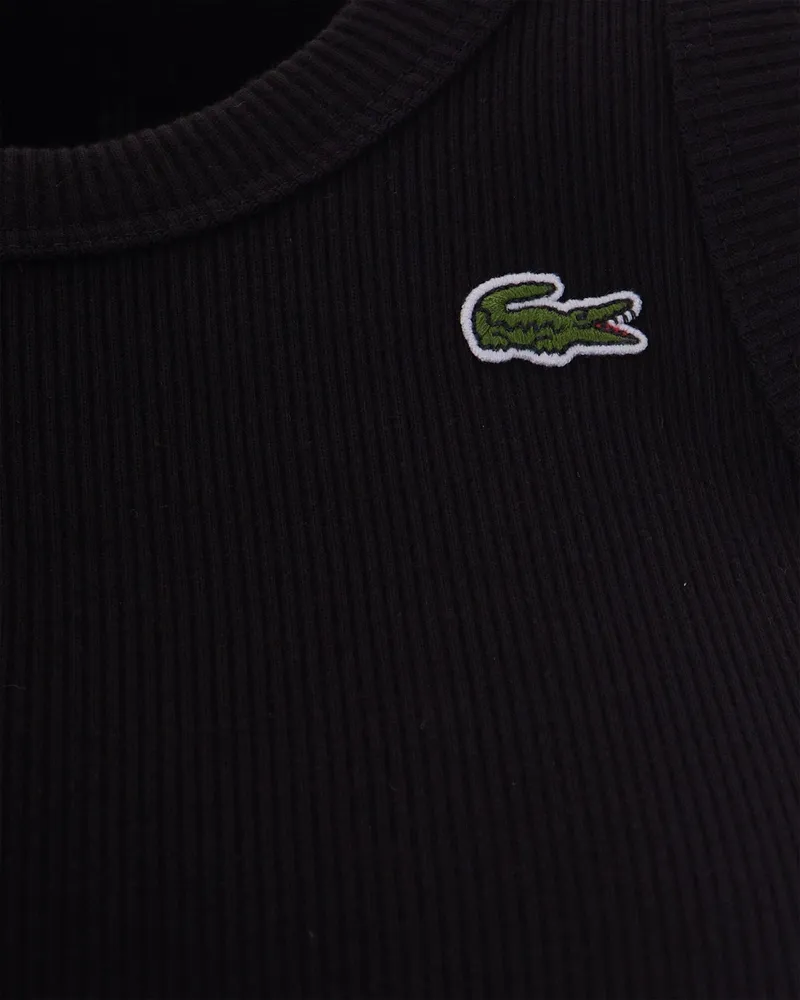 Lacoste Organic Cotton Ribbed Tank Top — Black Black