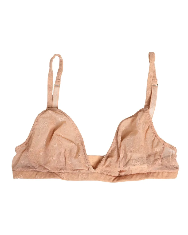 Dolce & Gabbana Women Beige Nylon Stretch Soft Cup Brassiere Underwear Elastane Clothing Beige