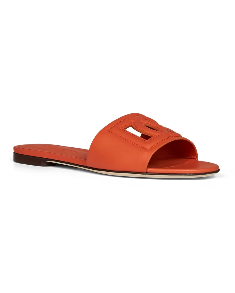 Dolce & Gabbana Women's Slide Sandals Orange Calf Leather Orange