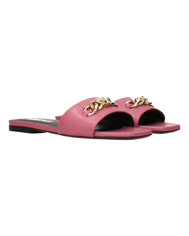 Versace Leather Slippers — Pink Pink