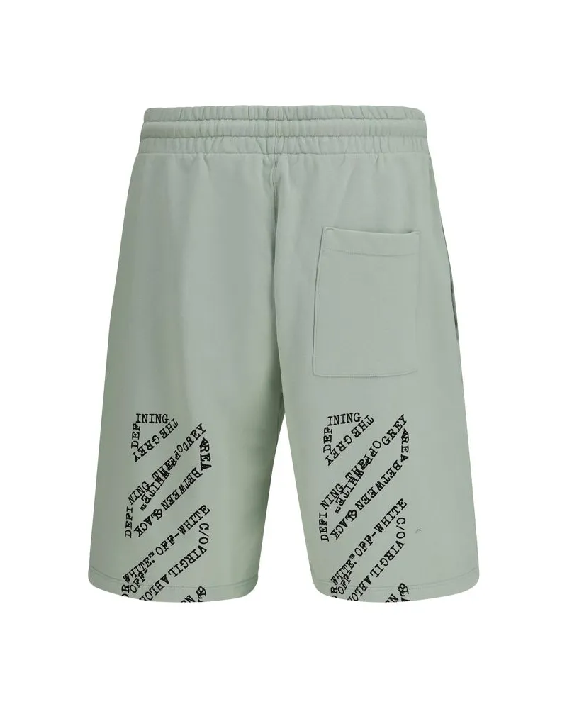 OFF-WHITE Men's Bicolor Cotton Bermuda Shorts Green