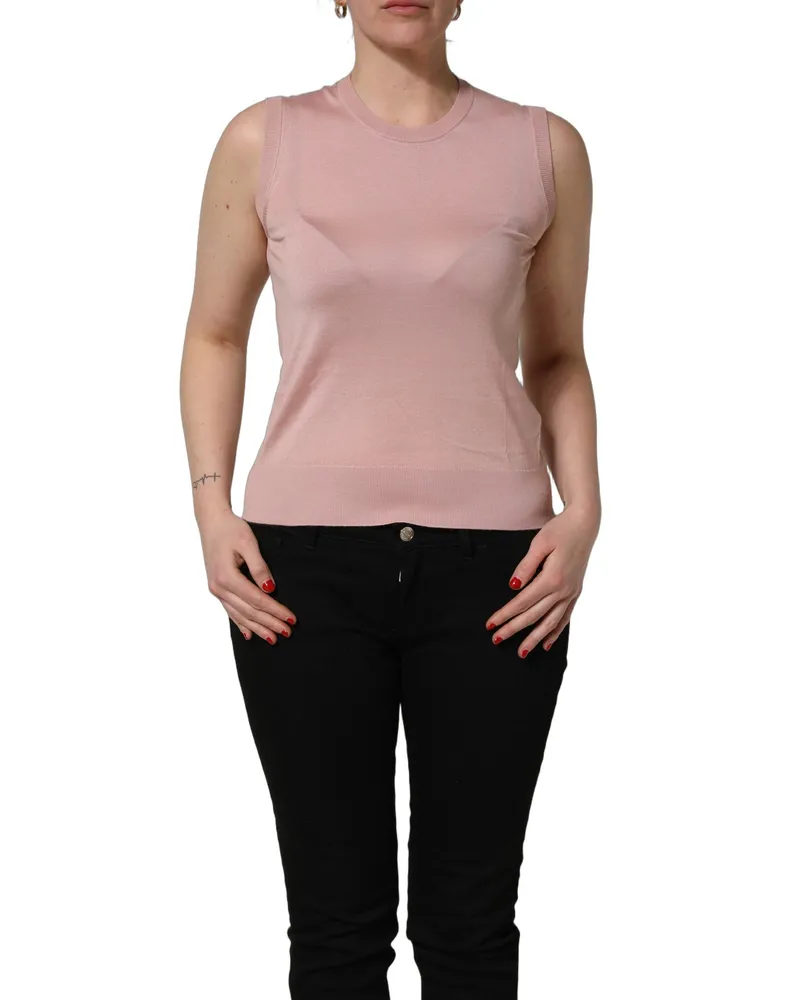 Dolce & Gabbana Cashmere and Silk Knit Tank Top — Pink Pink